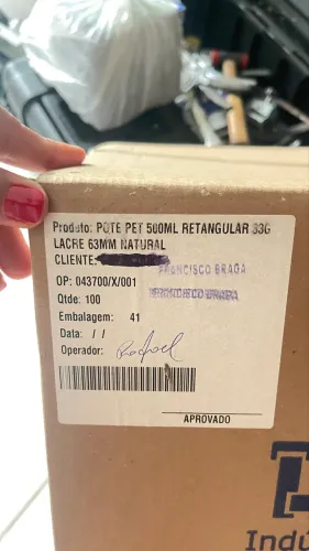 Pote PET 500ml Retangular 33g lacre 63ml Natural