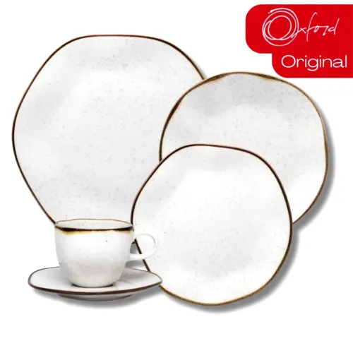 Aparelho de Jantar e Chá Porcelana 30 Peças Ryo Maresia Jogo de Pratos e Xícaras Oxford