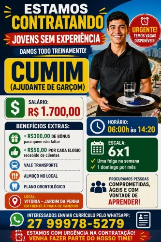 Vagar de cumim com e sem experiência