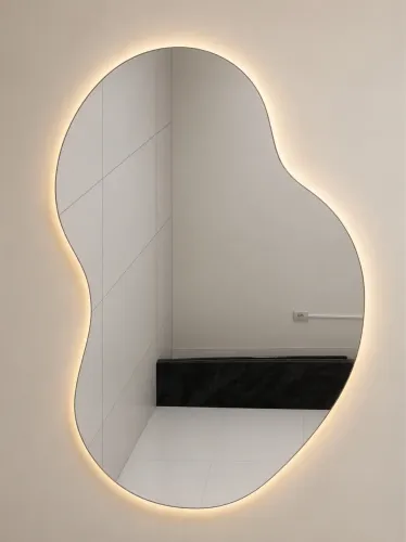 Espelho orgânico grande com iluminação de led