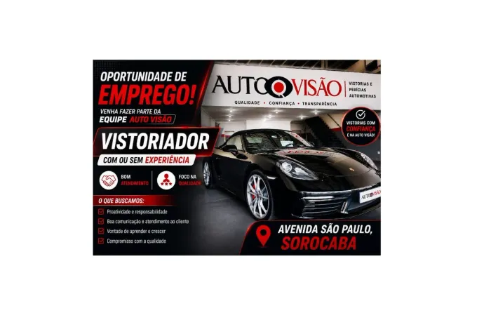 Vistoriador de veículos com ou sem experiência