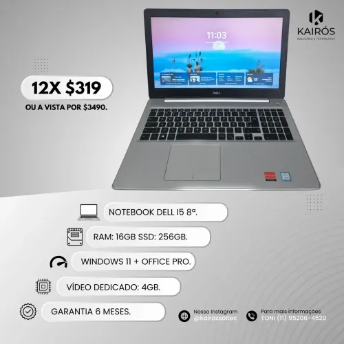 Notebook dell i5 8 Ger. Com garantia