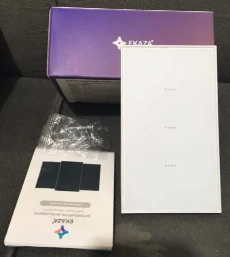 Interruptor Smart Vênus Ekaza EKTL-T407-3W Soft Touch Wifi 3 Botões P/ Alexa Branco NOVO
