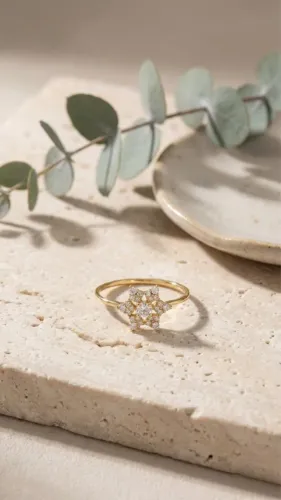 Anel de ouro e diamantes 