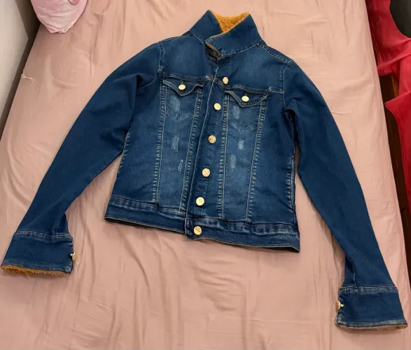 Casaco Jeans Lavagem Escura Com Pelinho