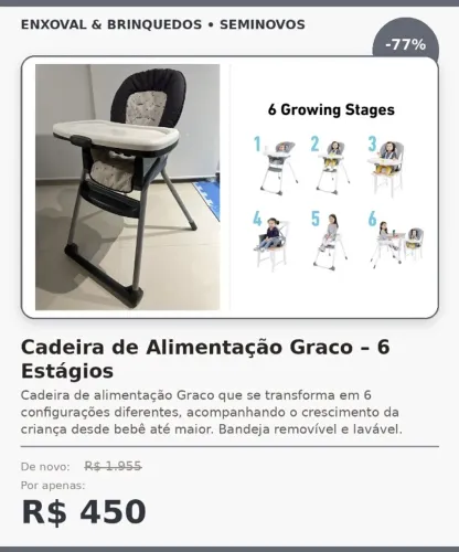 Cadeira de Alimentação Graco - 6 Estágios