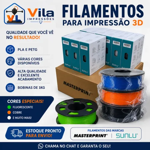 Filamento PLA e PETG 1kg | Masterprint e Sunlu | Várias Cores