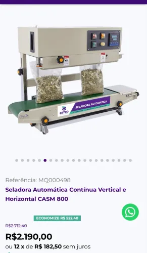 Seladora Automática Contínua CASM 800 Lacrada | Nota Fiscal | Pronta Entrega
