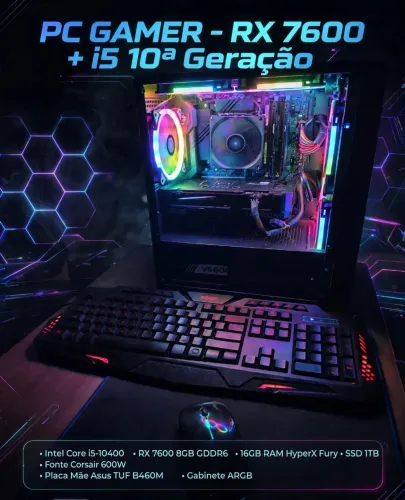PC Gamer ATX Asus Tuf gaming B460m plus / I5-10400f / RX 7600