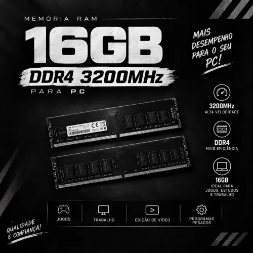 Memória RAM 16GB DDR4 3200MHz para Pc