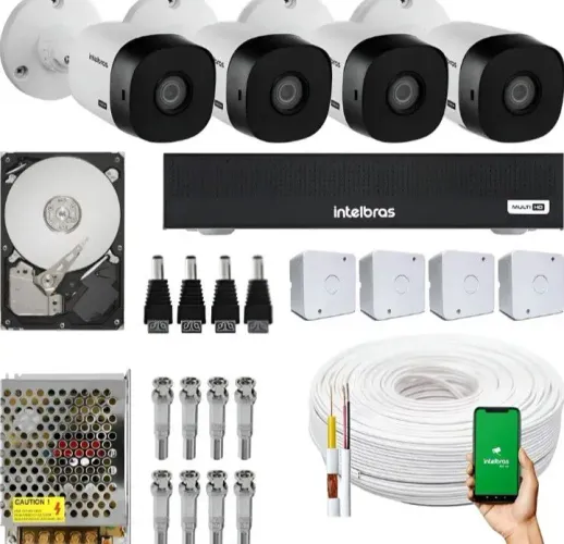 Câmera + DVR Intelbras (kit instalado)