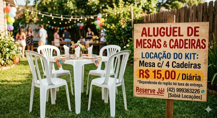 Locação de mesas e cadeiras