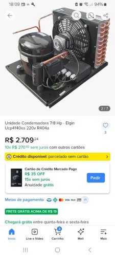 Unidade condensadora elgin 7/8