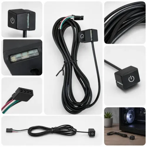 Botão Power Externo Pc Desktop Rgb Power Sw Cabo 1,8m