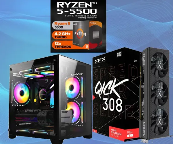 [NOVO] PC RYZEN 5 5500 + RX 7600 3x Fans + SSD 480gb + 16Gb Ram - com NF e Garantia