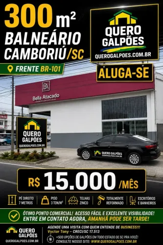 Galpões de 300 m2 Balneário Camboriú sc Bairro Centro