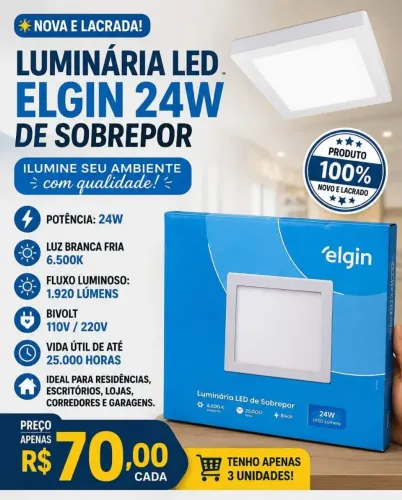 Luminária LED Elgin 24W - Nova e Lacrada