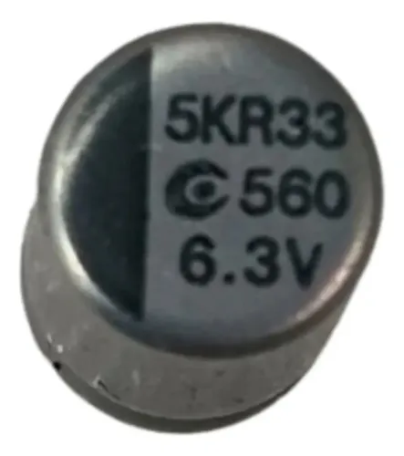 KIT COM 8 PEÇAS - CAPACITOR SOLIDO 560UF 6,3V RADIAL 6X9MM 5KR33