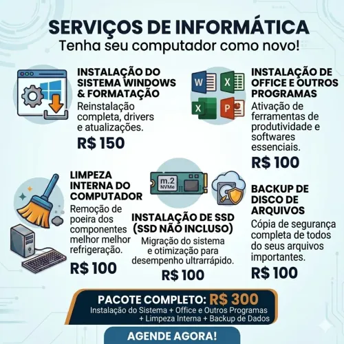 Formatação de PC e Notebook + Limpeza + SSD