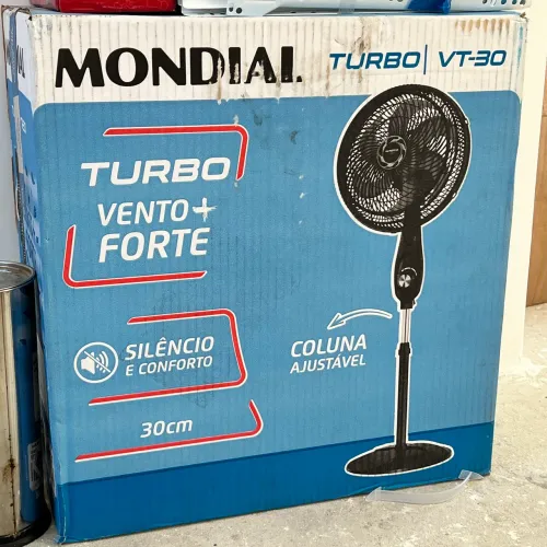 Ventilador Coluna Mondial 110v, 30cm, 6 pás, Turbo - VT-30C-NB