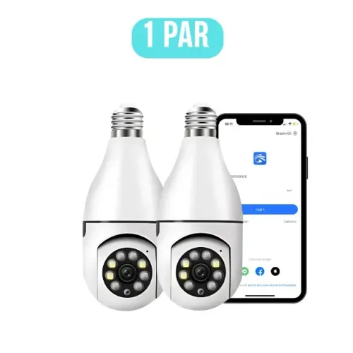 Kit 2 Câmeras Lâmpada Segurança Wi-Fi 360° Novo na Caixa