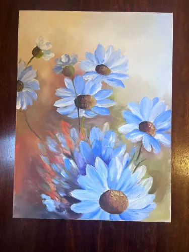 Quadro decorativo de flores óleo sobre tela