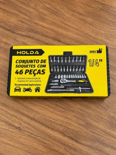 Jogo De Soquetes E Chaves Catraca 46 Peças 1/4 Maleta Holda H901