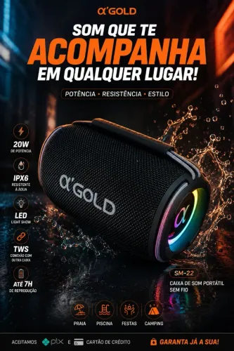 CAIXA DE SOM ?GOLD 20W ? POTÊNCIA PARA ACOMPANHAR SEU MOMENTO! ?