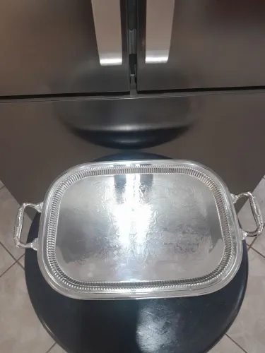 Bandeja banhada a prata década de 50 banho maravilhoso