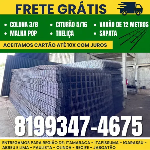 Cinturão 5/16 com 4 e 6 metros Sapata malha pop Treliça Coluna varão frete grátis