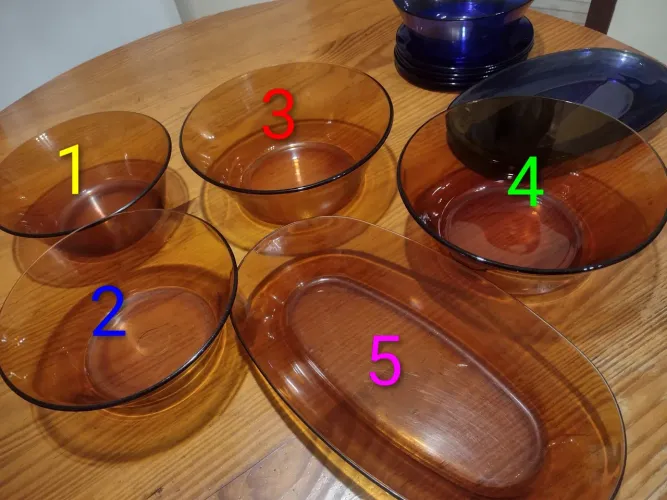 Lote 6 Travessas duralex 2 m rednd alta,3 p rednd alta,1 oval alta