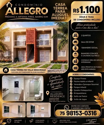 Casa térrea para aluguel - Condomínio Allegro Residence