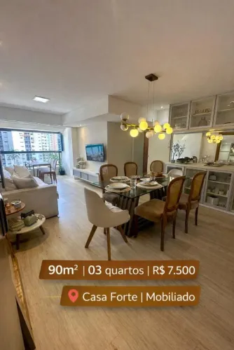 Casa Forte | Mobiliado | 03 quartos | 02 vagas | R$ 7.500