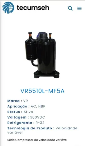 Compressor ar condicionado 12.000 inverter.