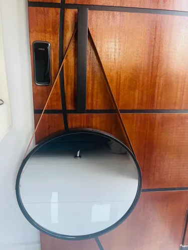 Espelho Redondo 60cm Com Pendurador Fixação Em Parede
