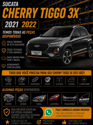 Sucata cherry Tiggo 3x 2021 2022