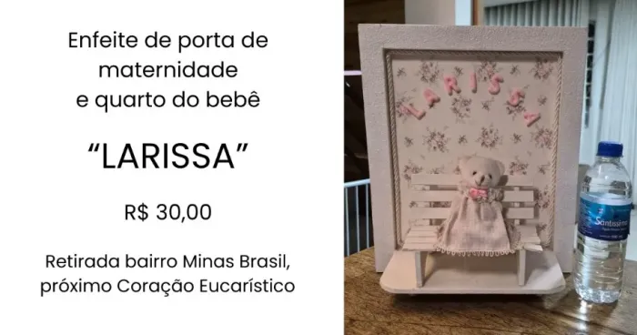 Quadro Porta Maternidade / Enfeite Quarto Infantil Personalizado - Larissa