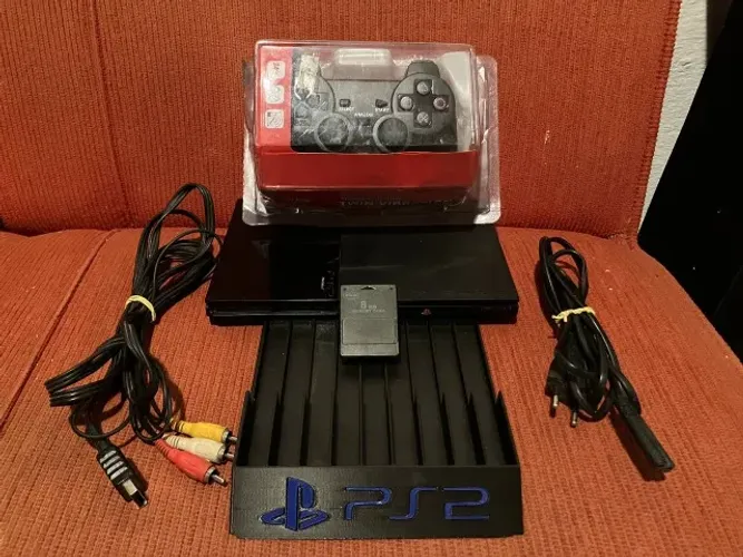 Playstation 2 Leitor Bom Controle Novo e Base Para Jogos