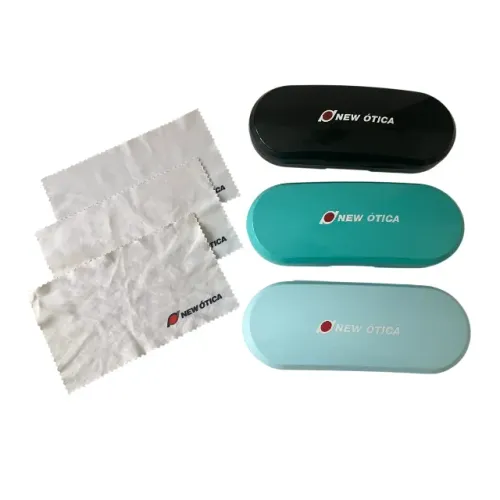 Estojos Kit 03 Cases Rígidas para Óculos New Ótica + Flanelas