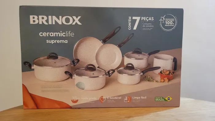 NOVO - CONJUNTO PANELAS BRINOX 7PÇS CERAMIC