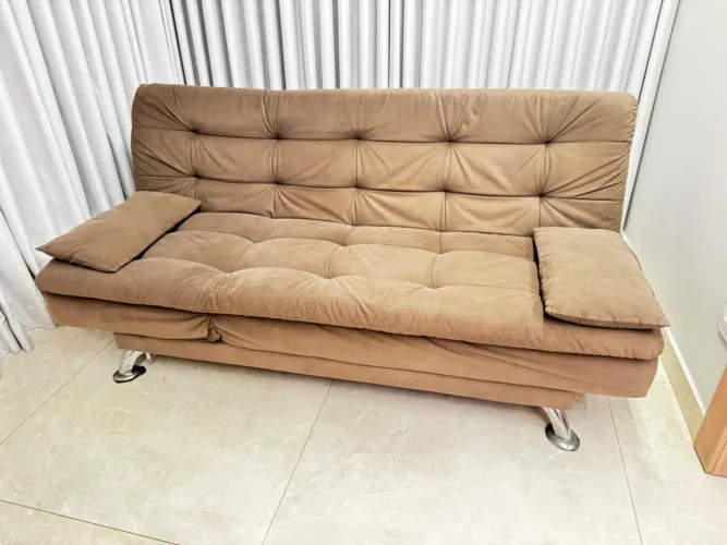 Sofa cama 3 lugares marrom 