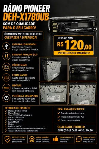 Rádio Pioneer DHE X1780UB original