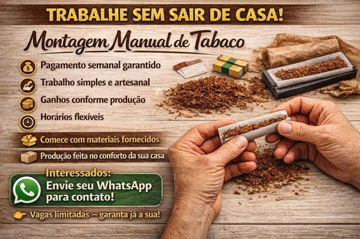 Oportunidade para trabalhar em casa 