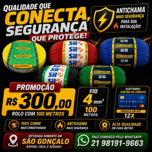Fio 4 mm R$300 - 100 mts