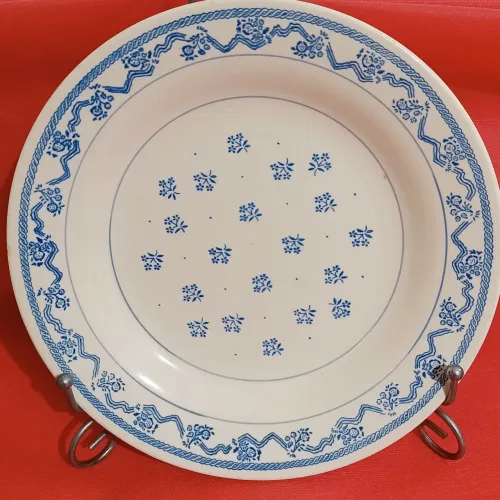 Prato Porcelana Oxford Vintage com Padrão Azul 23cm modelo 6811-2
