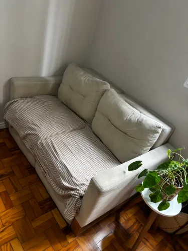 Sofá cama bege 2 lugares