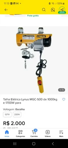 Guincho de coluna . LYNUS . 1650w ... para 1 tonelada .