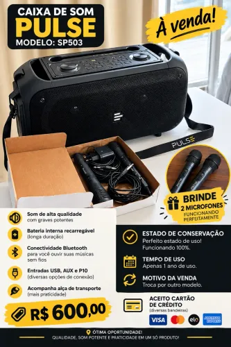 CAIXA DE SOM PULSE R$ 600,00 REAIS