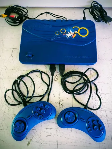 MASTER SYSTEM  EVOLUTION SONIC FUNCIONANDO COM 2 CONTROLES(AZUL)