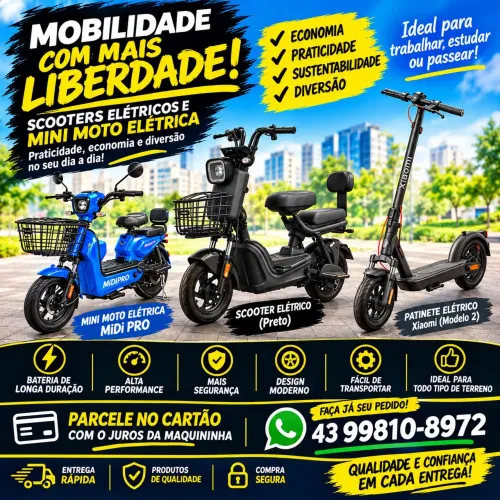 Motos e patinetes elétricos, vamos modelos e preços. Os valores variam conforme o modelo